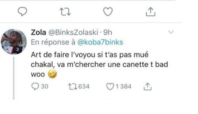 Koba LaD clash Zola sur twitter ! 